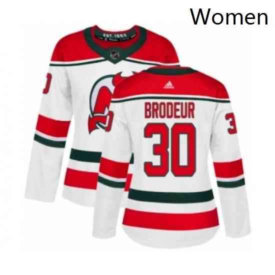 Womens Adidas New Jersey Devils 30 Martin Brodeur Authentic White Alternate NHL Jersey
